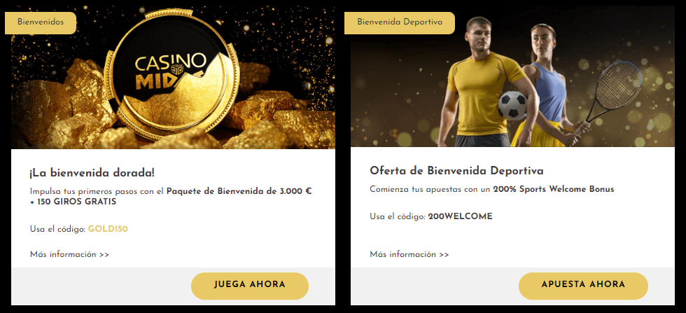Player bonuses at Casino Midas